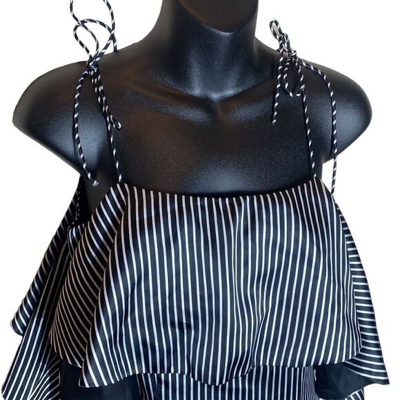 Amur Francesca striped off shoulder satin midi dress 6 Whimsigoth French girl - Picture 3 of 8